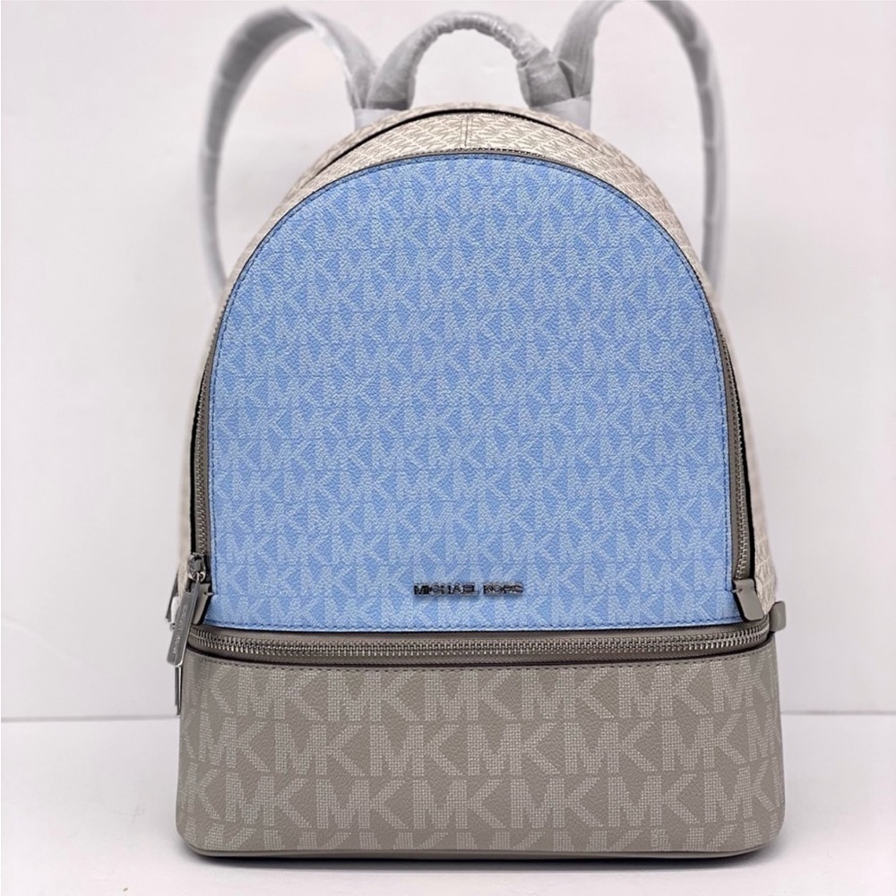 MICHAEL KORS Rhea Medium Color-Block Signature Logo Backpack - Picture 10 of 16